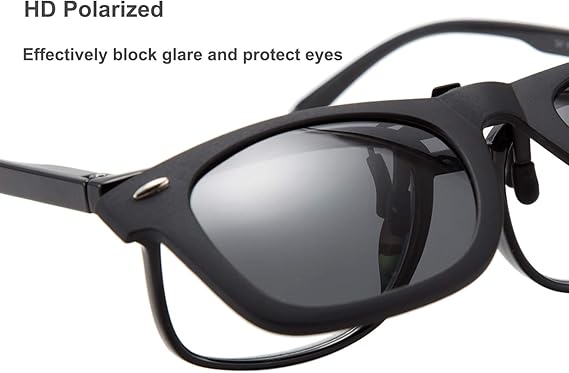 Classic Polarized Rectangular Clip-On Sunglasses 65MM X 52MM