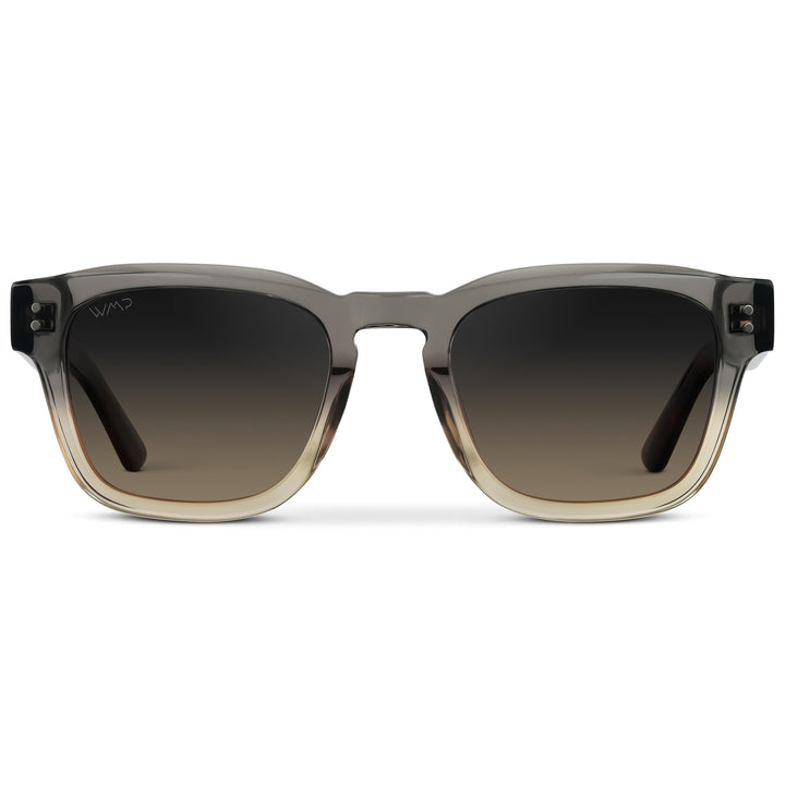 WearMe Pro WMP Eyewear – Men’s Polarized Rectangular Sunglasses: Thick Acetate Frame, Modern Style (Graphite Horizon Grey/Grey Brown Gradient Lens)