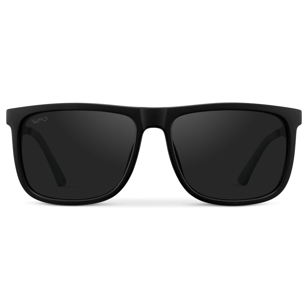 WearMe Pro Polarized Flat Top Narrow Square Mens Sunglasses (Matte Black/Black Lens)