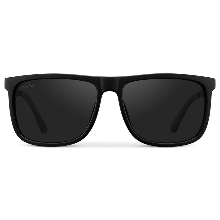 WearMe Pro Polarized Flat Top Narrow Square Mens Sunglasses (Matte Black/Black Lens)