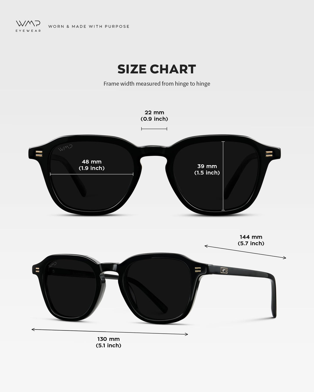 WearMe Pro WMP Eyewear - Men's Polarized Retro Sunglasses - Classic Geometric Square Style, Acetate Frame, Keyhole Bridge (Black/Triple Black Lens)