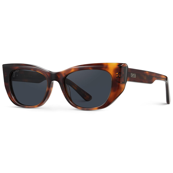 WearMe Pro - Women's Polarized Sunglasses, Cat-Eye Acetate Frame, Rectangular Lenses, Durable 5-Barrel Hinges, Hand-Polished (Ember Tortoise/Smoke Grey Lens)