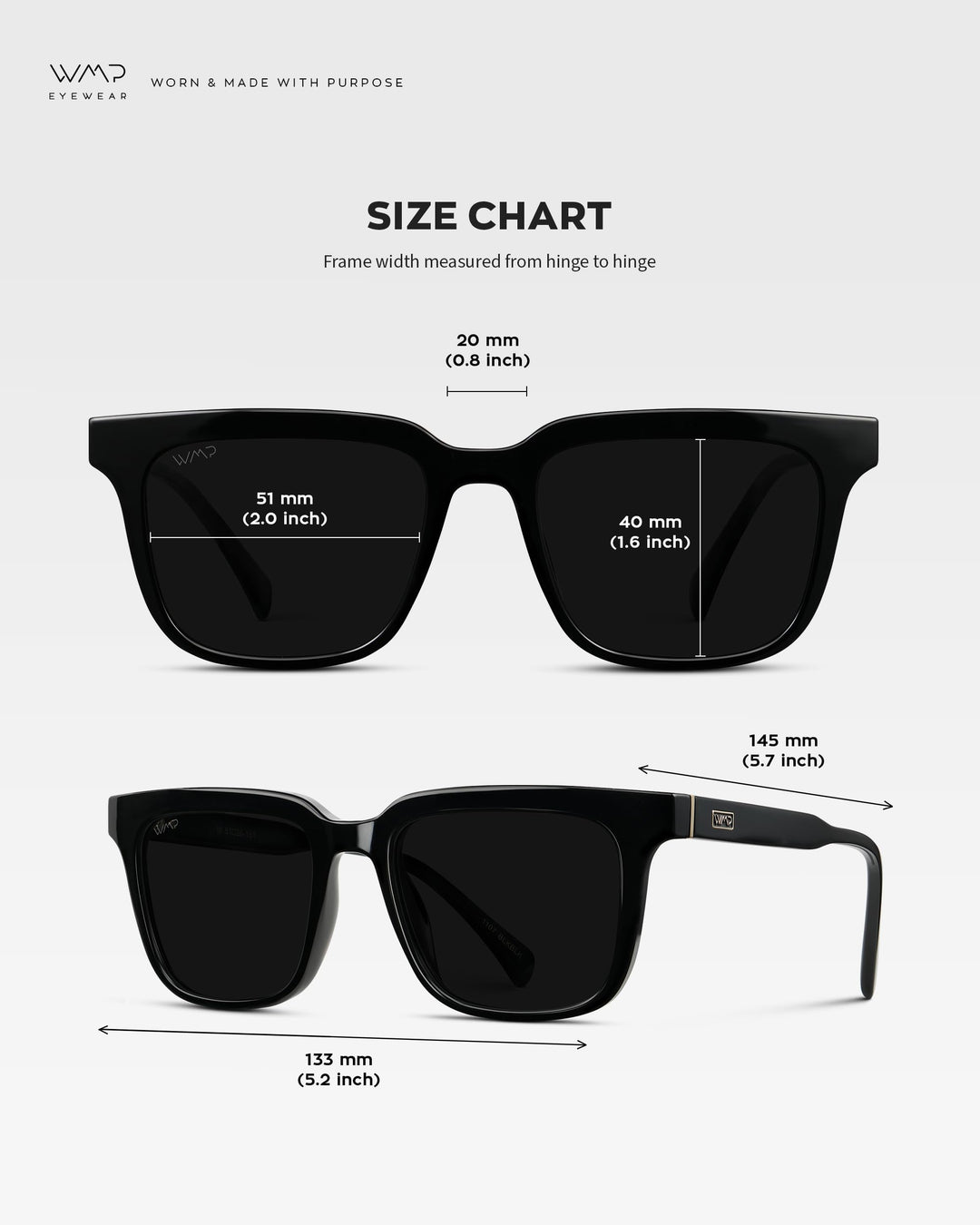 WearMe Pro WMP Eyewear - Men's Polarized Sunglasses: Bold Modern Square Design, Acetate Frame, UV Protection (Black/Triple Black Lens)