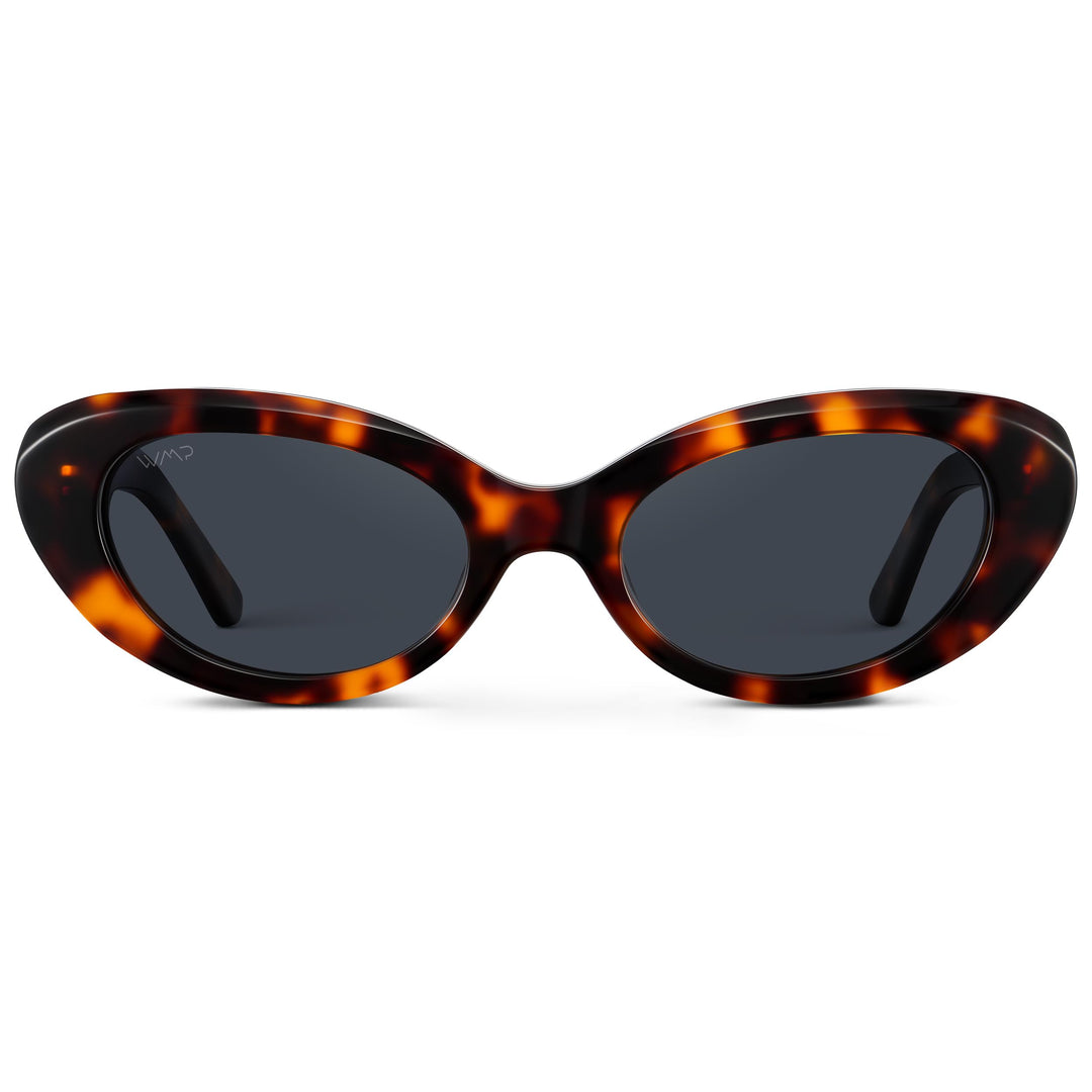 WearMe Pro - Women's Polarized Cat-Eye Sunglasses, Oval Lenses, Thick Rounded Frame, 5-Barrel Hinges, Hand-Polished Design (Brown Tortoise/Smoke Grey Lens)