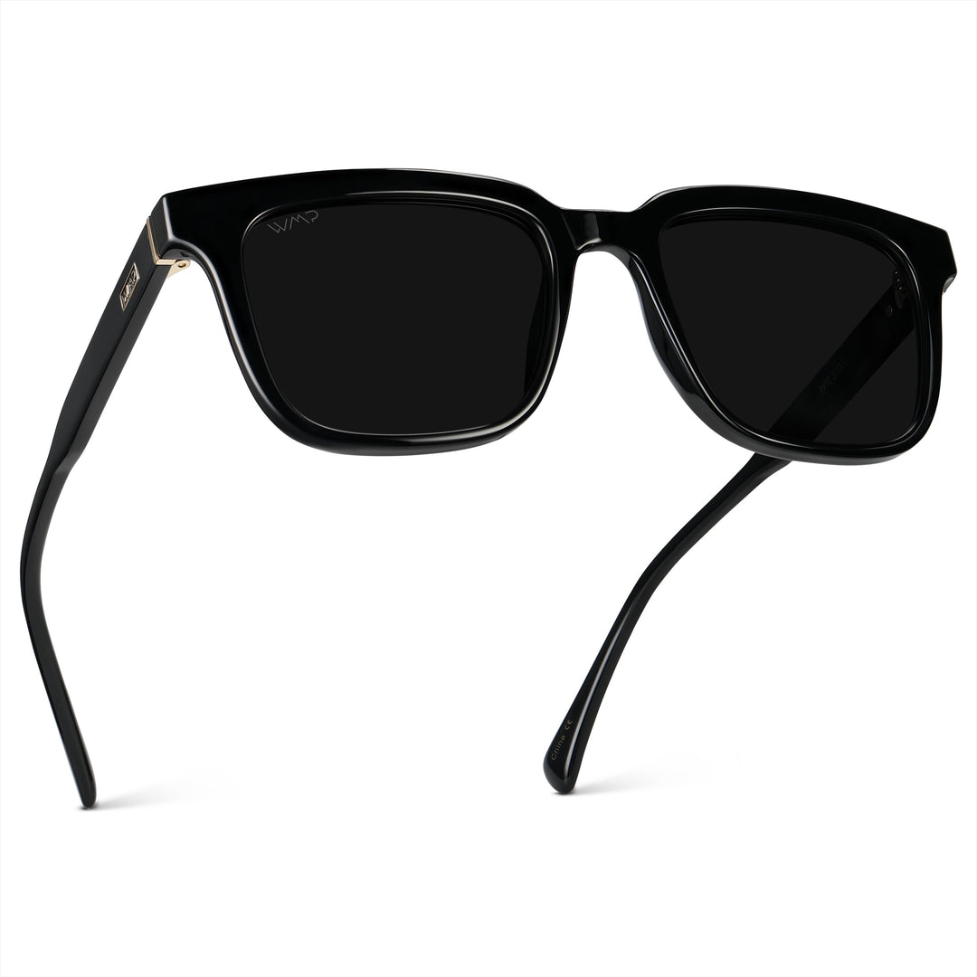 WearMe Pro WMP Eyewear - Men's Polarized Sunglasses: Bold Modern Square Design, Acetate Frame, UV Protection (Black/Triple Black Lens)