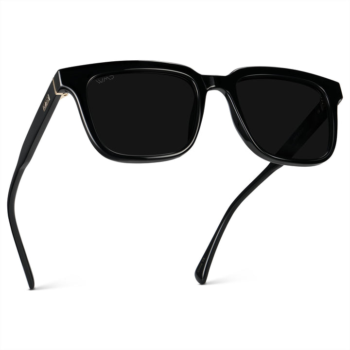 WearMe Pro WMP Eyewear - Men's Polarized Sunglasses: Bold Modern Square Design, Acetate Frame, UV Protection (Black/Triple Black Lens)