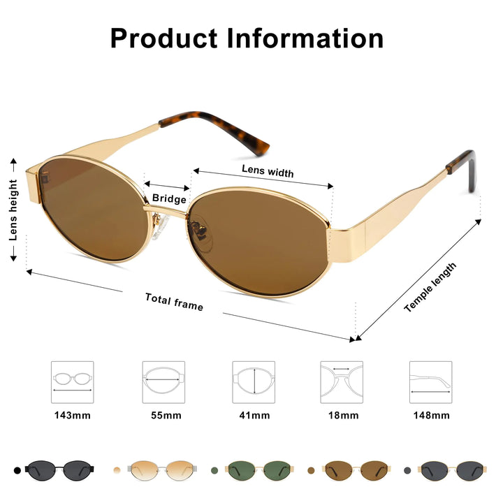 Retro Oval Sunglasses with UV400 Protection