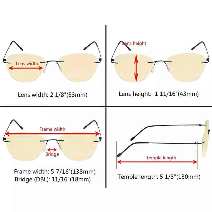 7 Pack Rimless Blue Light Blocking Reading Glasses TMWK9901B