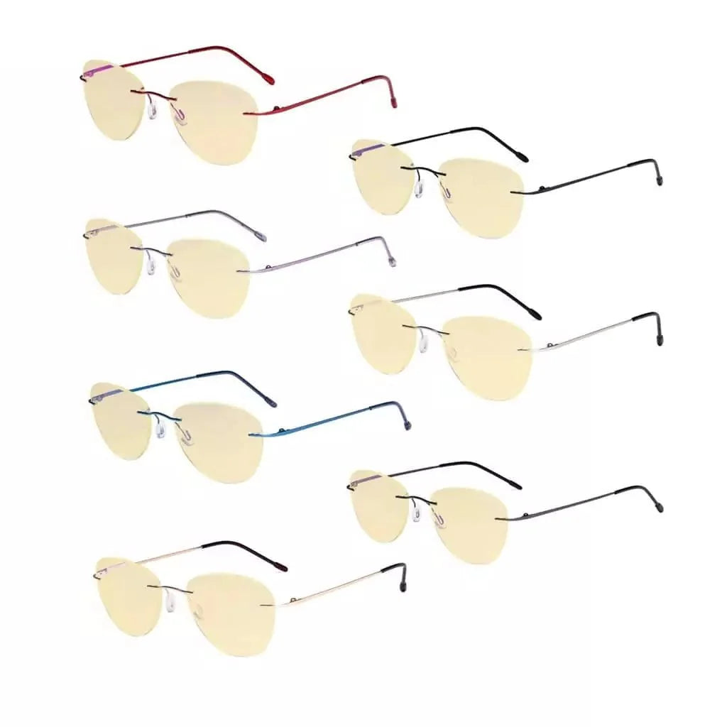 7 Pack Rimless Blue Light Blocking Reading Glasses TMWK9901B
