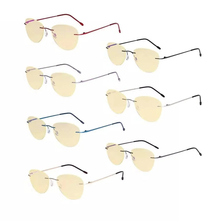 7 Pack Rimless Blue Light Blocking Reading Glasses TMWK9901B