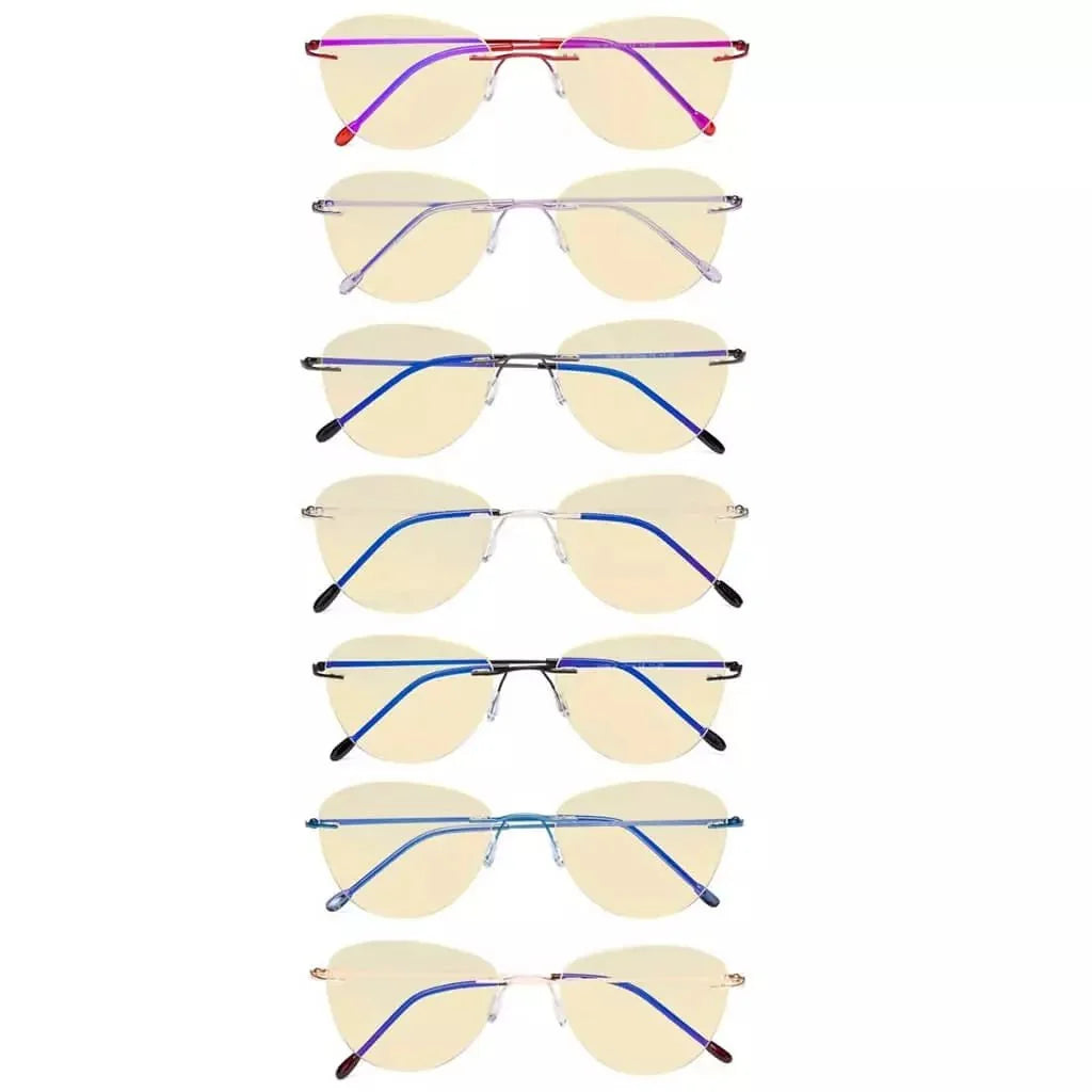 7 Pack Rimless Blue Light Blocking Reading Glasses TMWK9901B