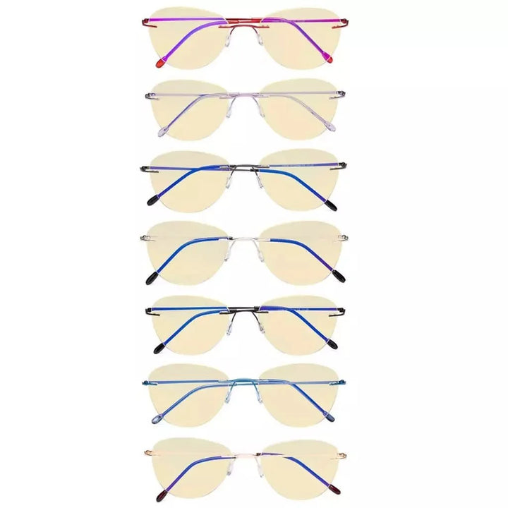 7 Pack Rimless Blue Light Blocking Reading Glasses TMWK9901B