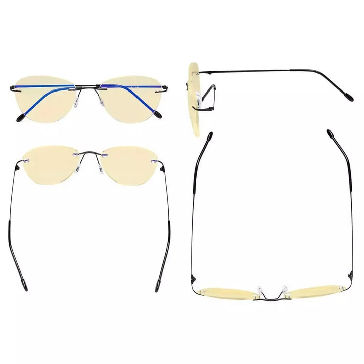 7 Pack Rimless Blue Light Blocking Reading Glasses TMWK9901B