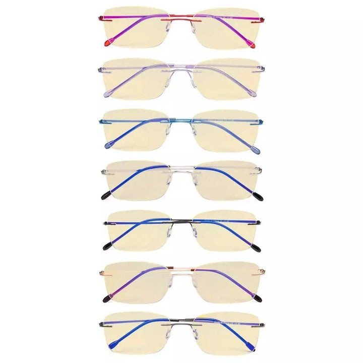 7 Pack Rimless Blue Light Blocking Reading Glasses TMWK9905B
