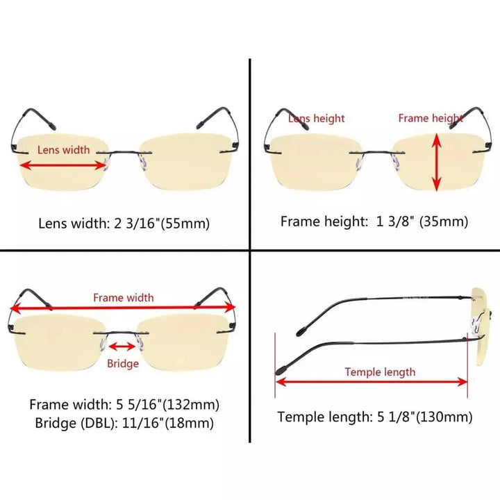 7 Pack Rimless Blue Light Blocking Reading Glasses TMWK9905B