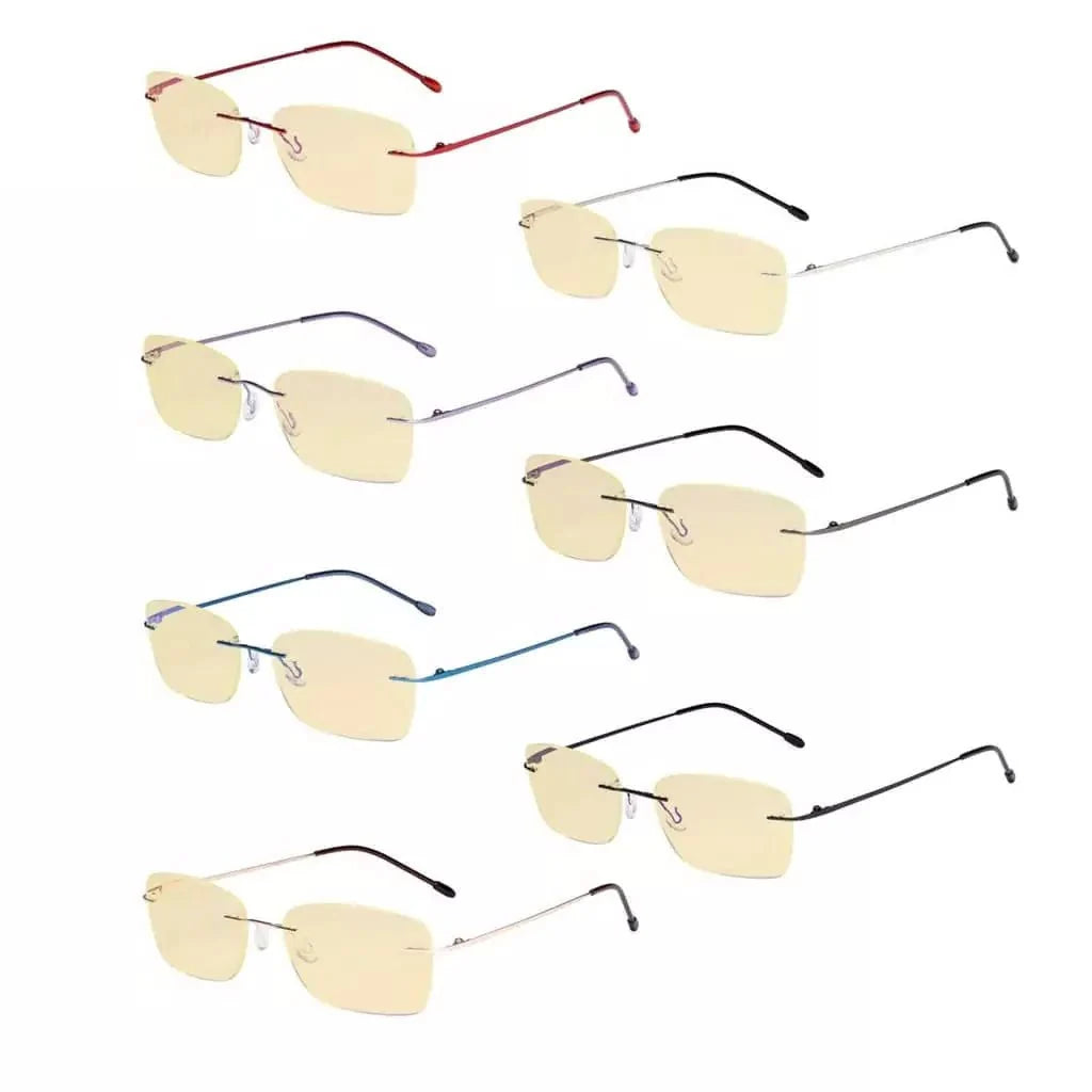 7 Pack Rimless Blue Light Blocking Reading Glasses TMWK9905B