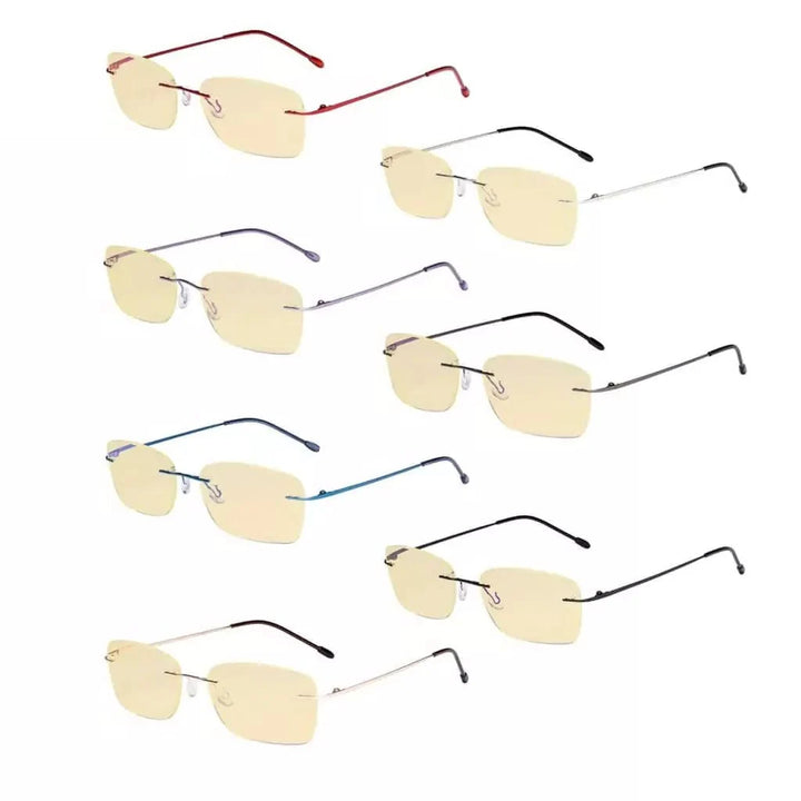 7 Pack Rimless Blue Light Blocking Reading Glasses TMWK9905B
