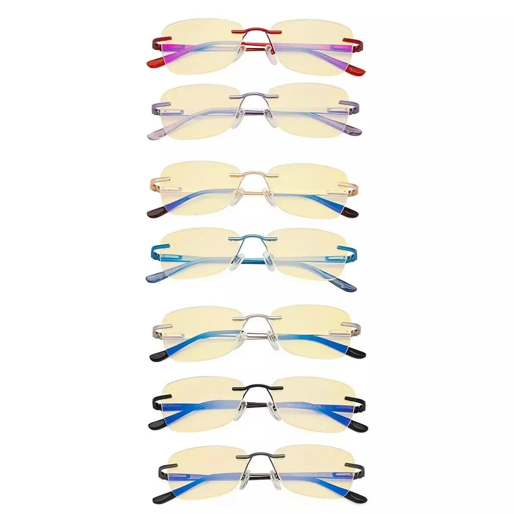 7 Pack Rimless Blue Light Blocking Reading Glasses TMWK9906A