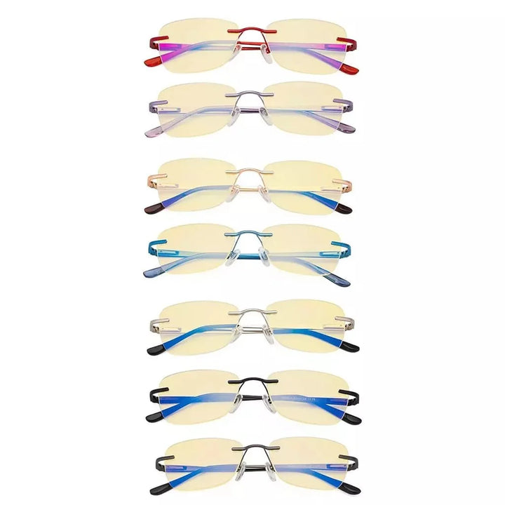 7 Pack Rimless Blue Light Blocking Reading Glasses TMWK9906A