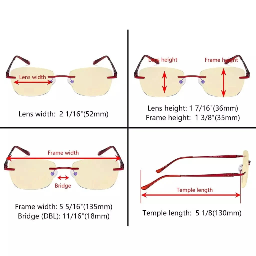 7 Pack Rimless Blue Light Blocking Reading Glasses TMWK9906A