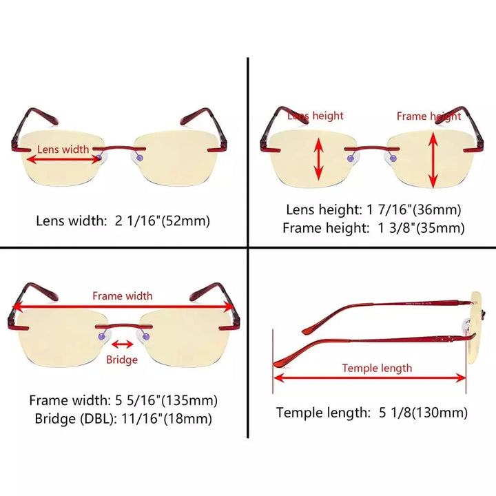 7 Pack Rimless Blue Light Blocking Reading Glasses TMWK9906A