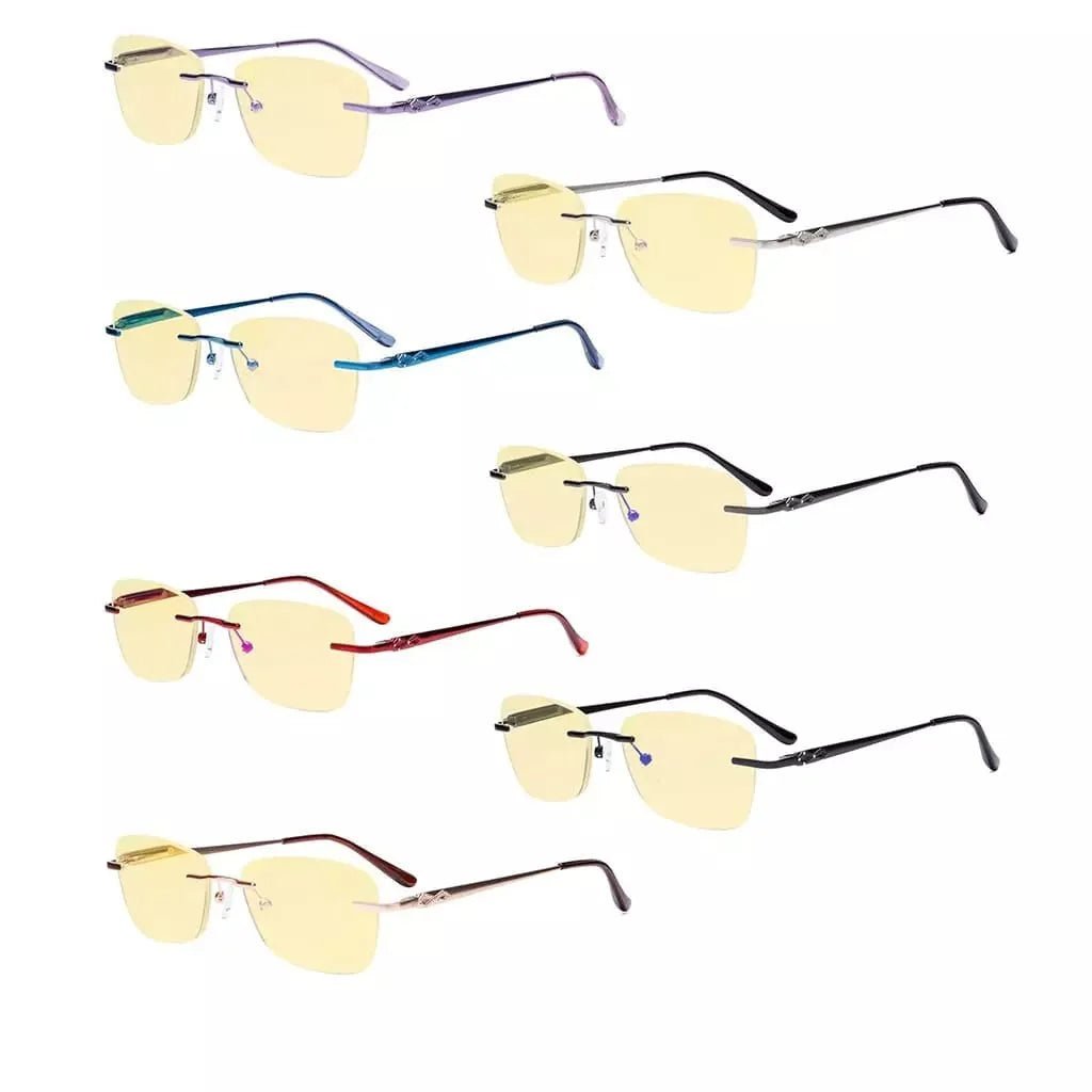 7 Pack Rimless Blue Light Blocking Reading Glasses TMWK9906A