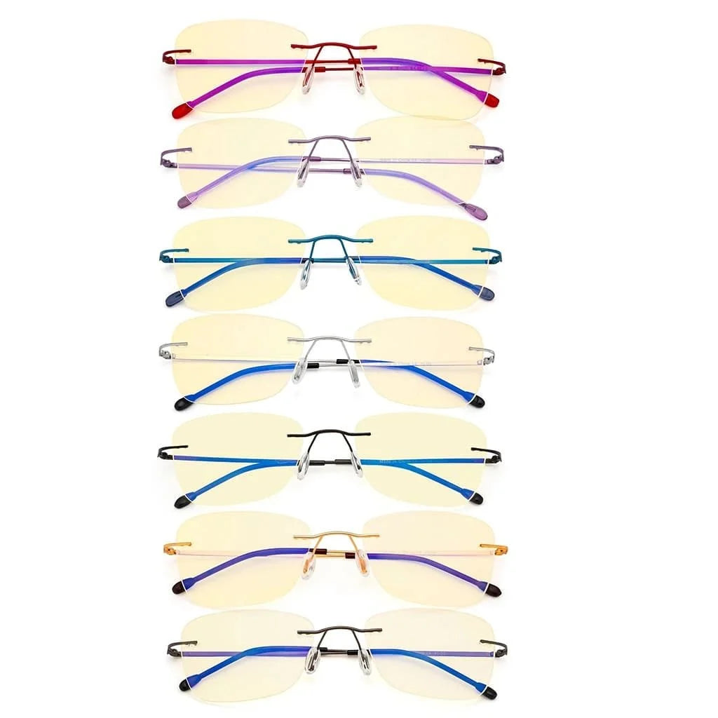 7 Pack Rimless Blue Light Blocking Reading Glasses TMWK9906B