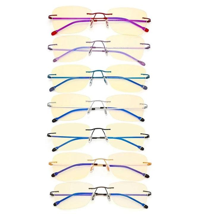 7 Pack Rimless Blue Light Blocking Reading Glasses TMWK9906B
