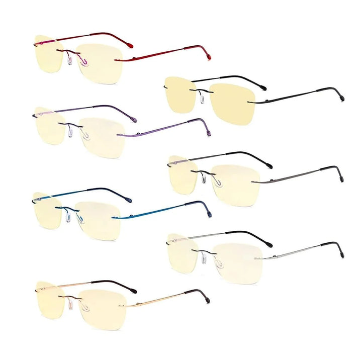 7 Pack Rimless Blue Light Blocking Reading Glasses TMWK9906B