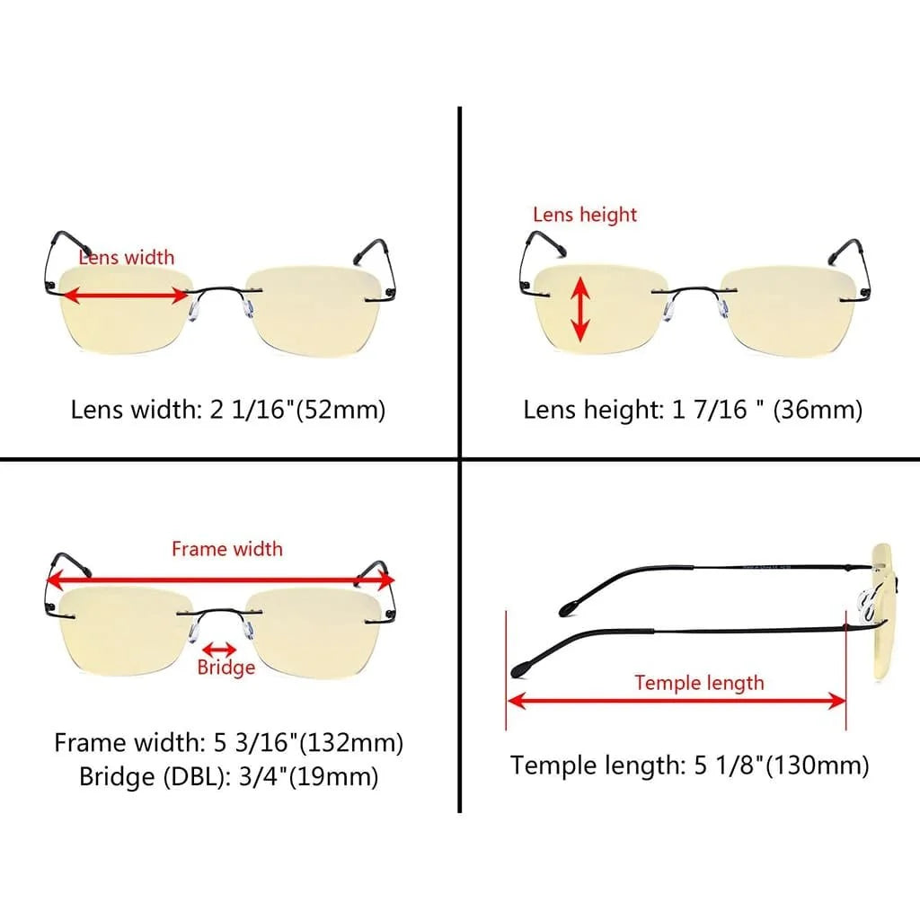 7 Pack Rimless Blue Light Blocking Reading Glasses TMWK9906B