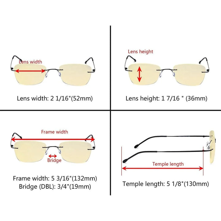 7 Pack Rimless Blue Light Blocking Reading Glasses TMWK9906B