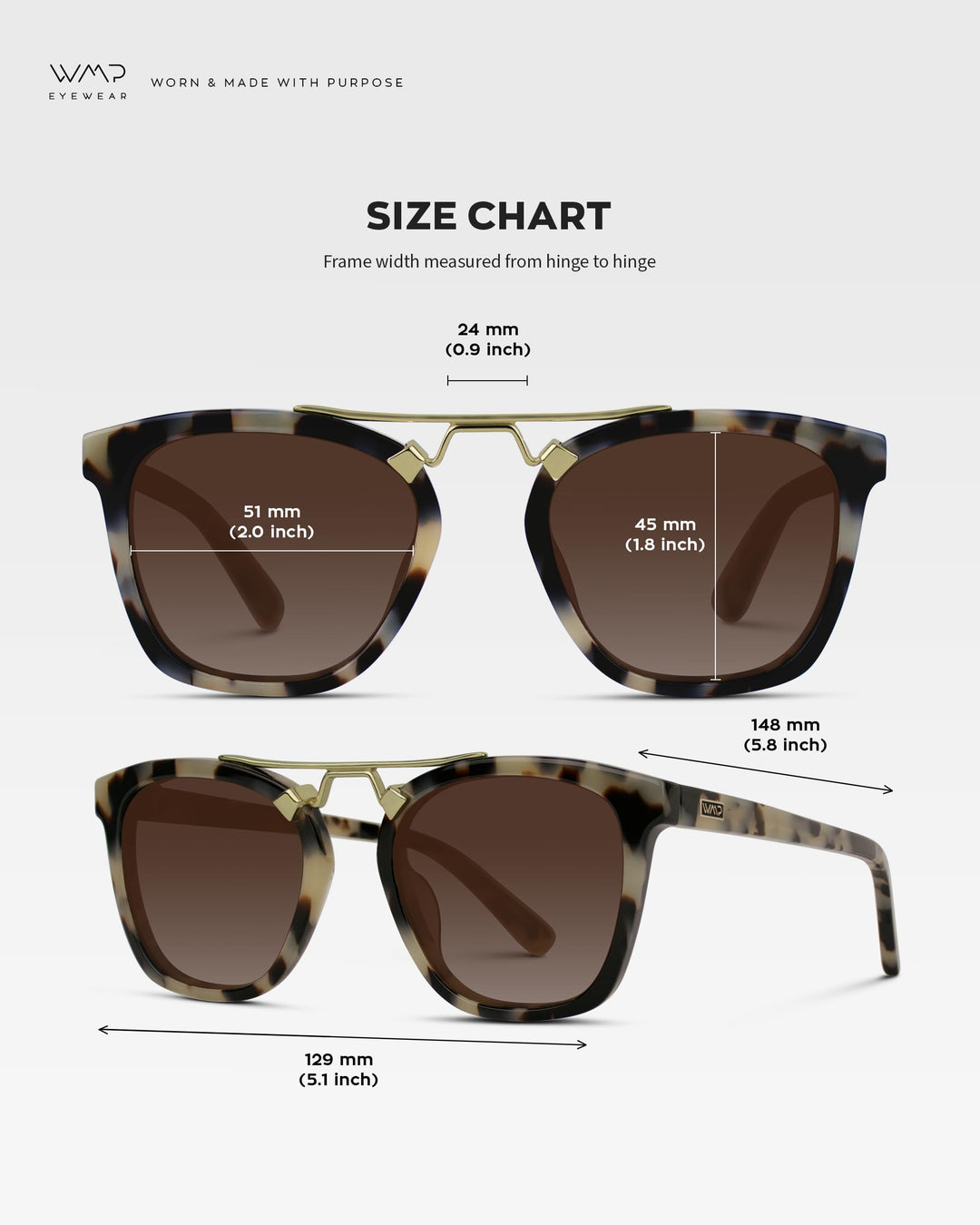 WearMe Pro Polarized Vintage Large Square Womens Sunglasses with Metal Double-Bar Bridge (Beige Tortoise/Gradient Brown Lens)