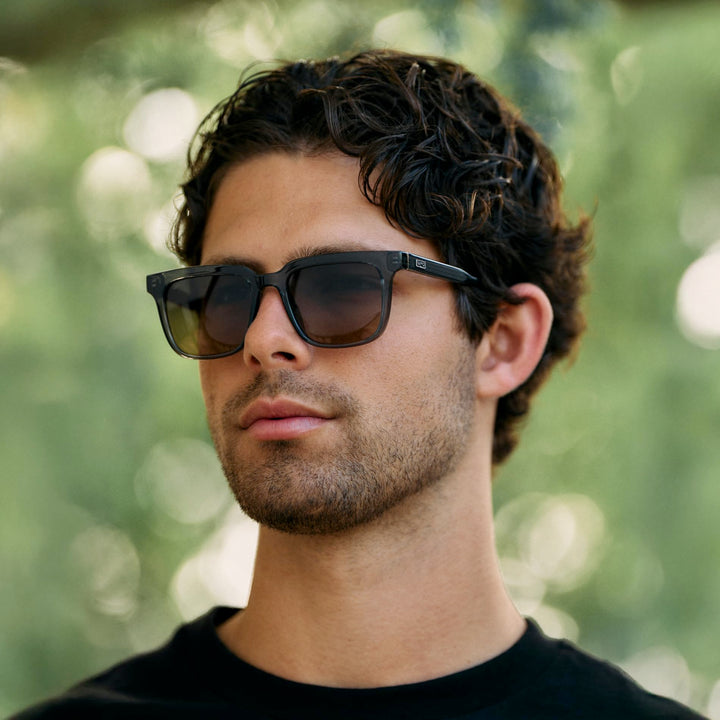 WearMe Pro WMP Eyewear - Men's Polarized Sunglasses: Bold Modern Square Design, Acetate Frame, UV Protection (Smoke Grey/Grey Brown Gradient Lens)
