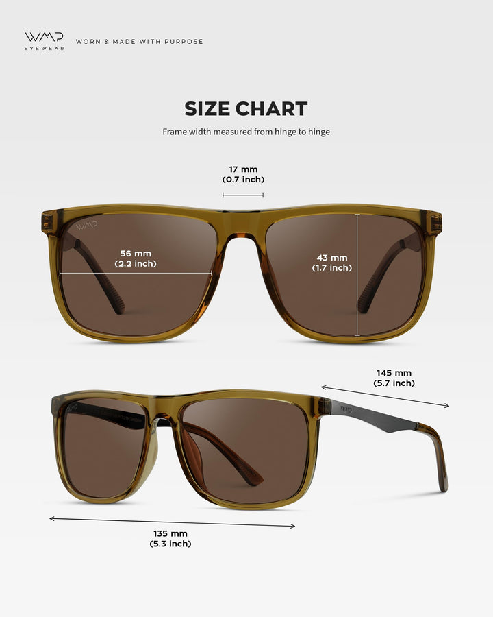 WearMe Pro Polarized Flat Top Narrow Square Mens Sunglasses (Crystal Verde/Brown Lens)