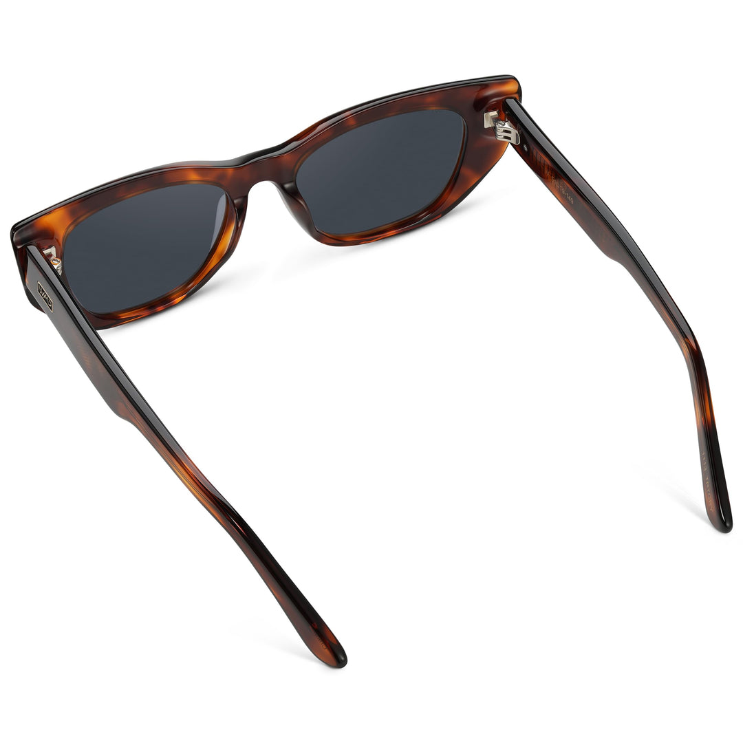 WearMe Pro - Women's Polarized Sunglasses, Cat-Eye Acetate Frame, Rectangular Lenses, Durable 5-Barrel Hinges, Hand-Polished (Ember Tortoise/Smoke Grey Lens)