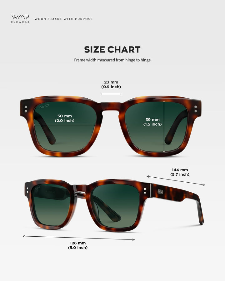 WearMe Pro WMP Eyewear – Men’s Polarized Rectangular Sunglasses: Thick Acetate Frame, Modern Style (Havana Tortoise/Smoke Green Gradient Lens)