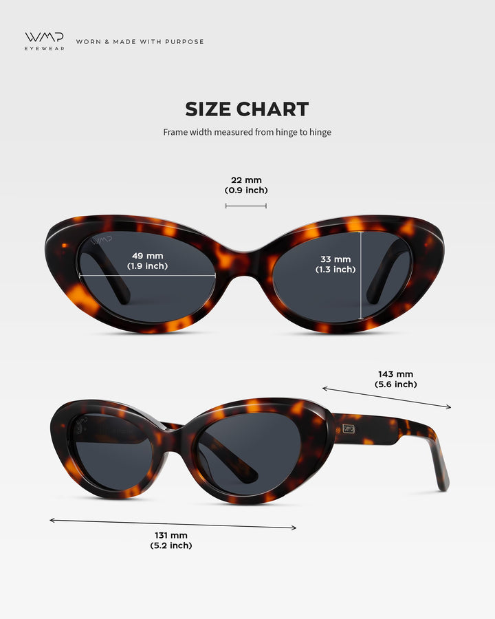 WearMe Pro - Women's Polarized Cat-Eye Sunglasses, Oval Lenses, Thick Rounded Frame, 5-Barrel Hinges, Hand-Polished Design (Brown Tortoise/Smoke Grey Lens)