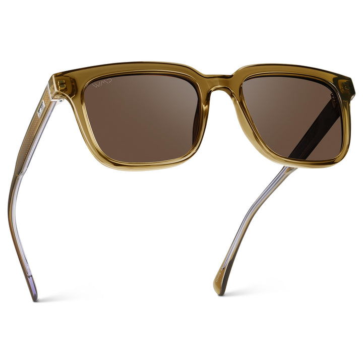 WearMe Pro WMP Eyewear - Men's Polarized Sunglasses: Bold Modern Square Design, Acetate Frame, UV Protection (Crystal Verde/Brown Lens)
