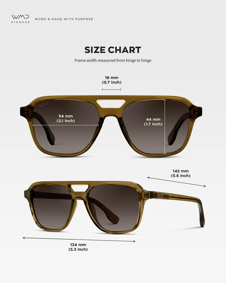 WearMe Pro WMP Eyewear – Men’s Polarized Aviator Sunglasses: Double Bridge, Modern Acetate Frame (Crystal Verde/Brown Gradient Lens)