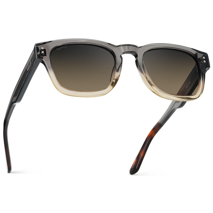 WearMe Pro WMP Eyewear – Men’s Polarized Rectangular Sunglasses: Thick Acetate Frame, Modern Style (Graphite Horizon Grey/Grey Brown Gradient Lens)