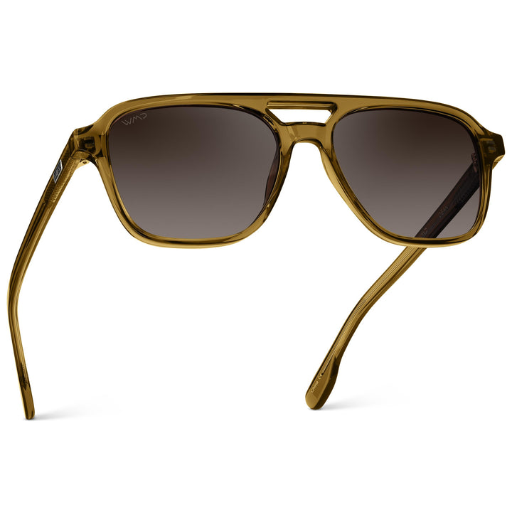 WearMe Pro WMP Eyewear – Men’s Polarized Aviator Sunglasses: Double Bridge, Modern Acetate Frame (Crystal Verde/Brown Gradient Lens)