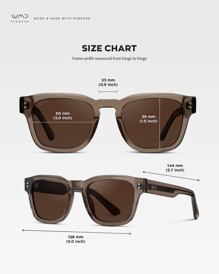 WearMe Pro WMP Eyewear – Men’s Polarized Rectangular Sunglasses: Thick Acetate Frame, Modern Style (Crystal Gunmetal/Dark Brown Lens)