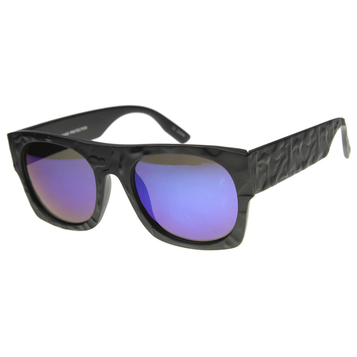Unique Textured Square Flat Top Sunglasses 9866