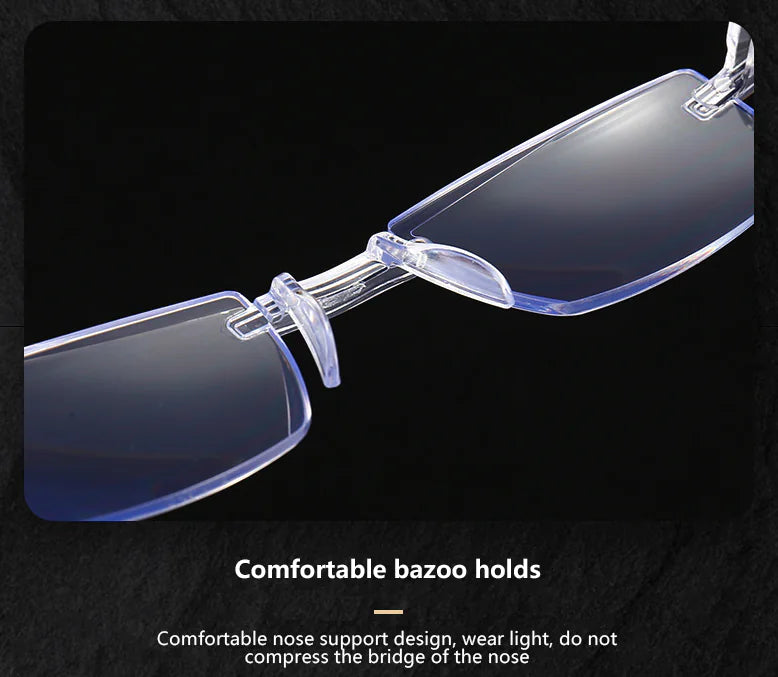 4-Pack Men's Rectangular Rimless Blue Light Blocking Reading Glasses