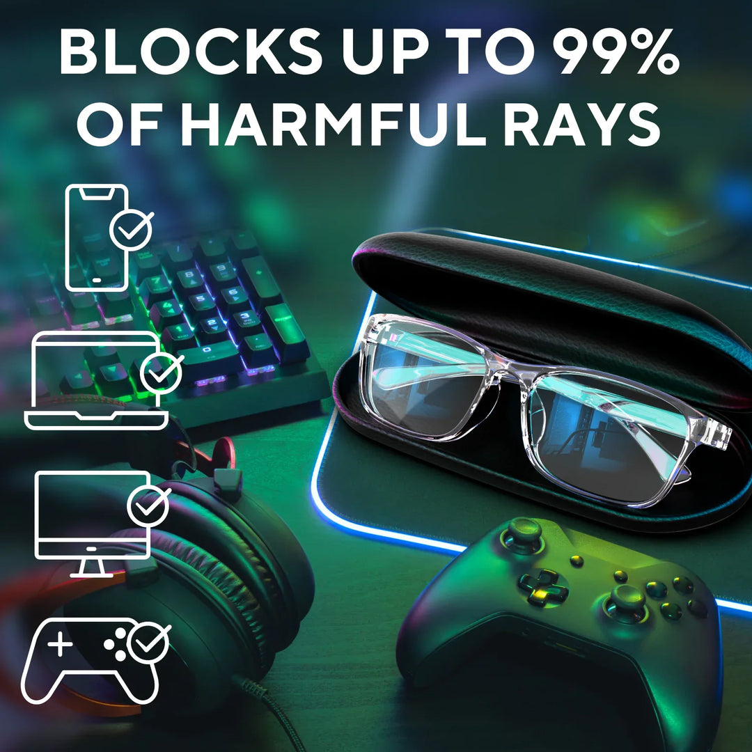 Blue Light Computer Blocking Glasses for Men and Women - Ease Digital Eye Strain, Dry Eyes, Headaches and Blurry Vision - Instantly Blocks