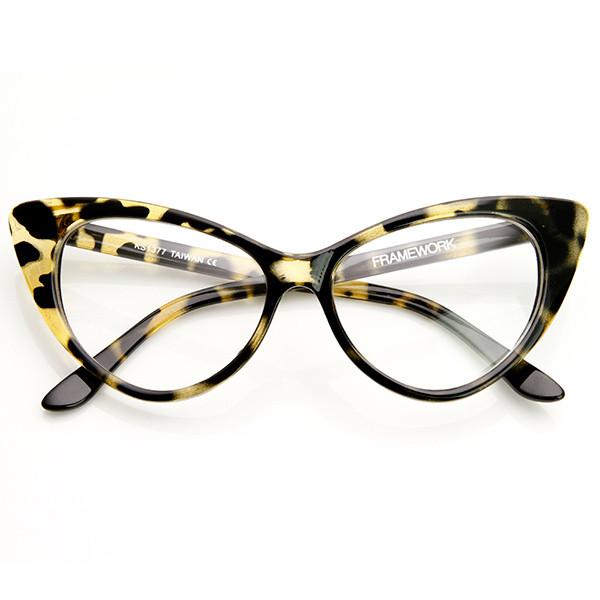 1950's Vintage Mod Fashion Cat Eye Clear Lens Glasses
