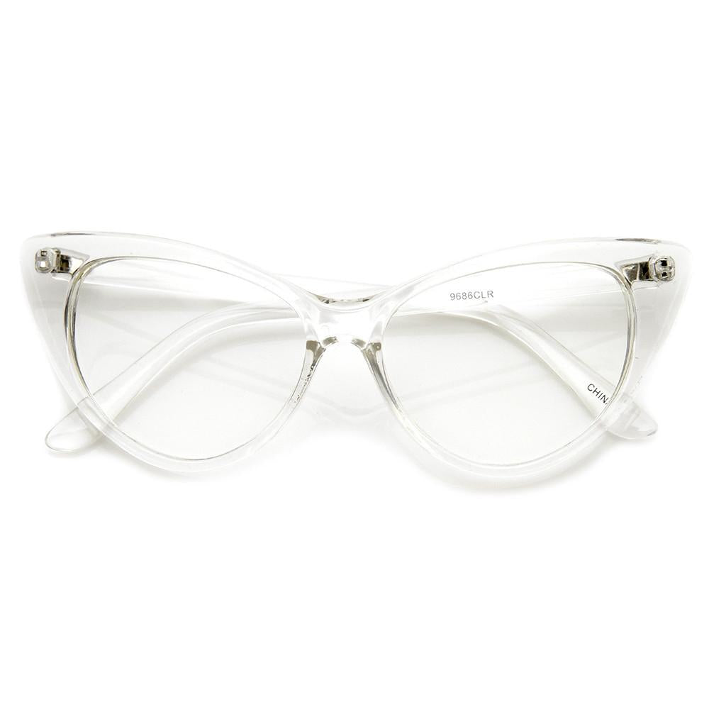 1950's Vintage Mod Fashion Cat Eye Clear Lens Glasses