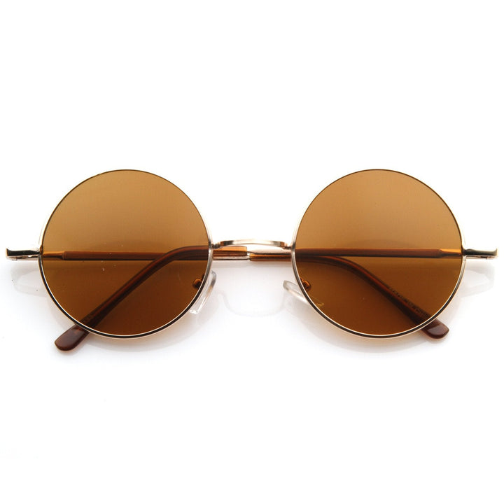 Retro Hippie Metal Lennon Round Color Lens Sunglasses
