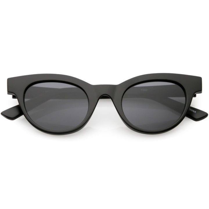 Women's Retro Horned Rim Cat Eye Narrow Flat Lens Sunglasses C514