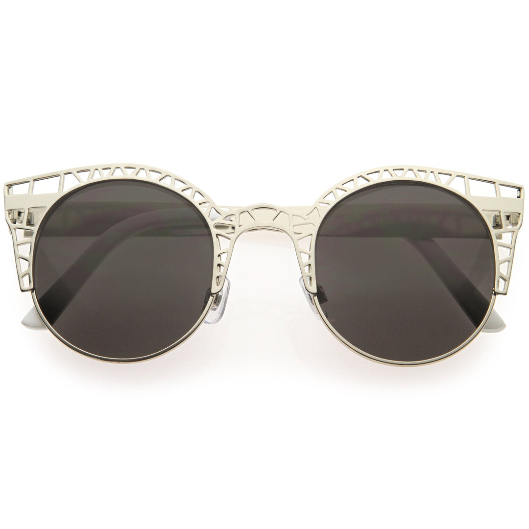 Women's Indie Round Metal Laser Cut Mesh Cat Eye 9432